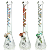 18" AFM Munching Clear Glass 9mm Beaker Bong Bundle - Discreet Smoker